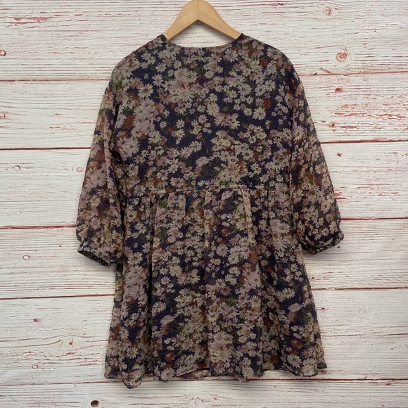 Madewell Drawstring Faux-Wrap Mini Dress in Daisy Reverie Sz S - Picture 14 of 16